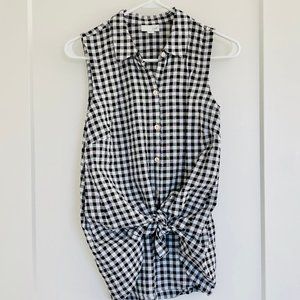 J. Jill Black Gingham Tie Front Shirt